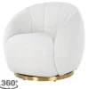 Best Draaifauteuil 210713 White Bouclé Jago Ronde Fauteuils|Draaifauteuils