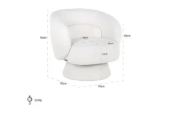 Draaifauteuil 211089 White Furry  Senna Ronde Fauteuils|Draaifauteuils