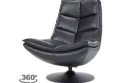 Draaifauteuils-Eleonora Meubelen Draaifauteuil - zwart boho leder | 95939 Sven