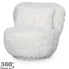 Ronde Fauteuils|Draaifauteuils- Draaifauteuil Creme Fluffy GA-80.151 Doodle