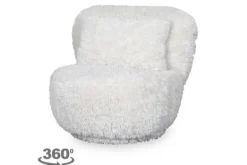 Ronde Fauteuils|Draaifauteuils- Draaifauteuil Creme Fluffy GA-80.151 Doodle