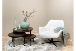 Ronde Fauteuils|Draaifauteuils-Livingfurn Draaifauteuil Greige Daphne