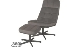 Draaifauteuils-Label51 Draaifauteuil met hocker Antraciet CH-73.022 Alvar