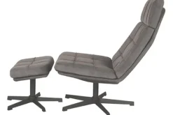 Draaifauteuils-Label51 Draaifauteuil met hocker Antraciet CH-73.022 Alvar
