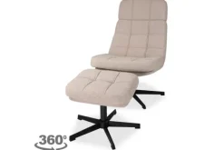 Discount Draaifauteuil met hocker Naturel CH-73.004 Alvar Draaifauteuils
