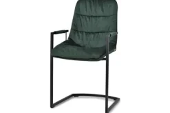 Eetkamerstoelen-Olijk Eetkamer fauteuil velvet green Knus