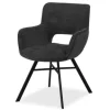 Eetkamerstoelen-Olijk Eetkamerstoel - Miami Black Seta