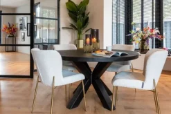 Eetkamerstoelen-Richmond Interiors Eetkamerstoel 210623 White Bouclé Odessa