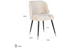 Eetkamerstoelen-Richmond Interiors Eetkamerstoel 210855 White Chenille Alicia