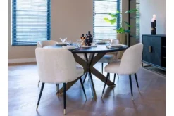 Eetkamerstoelen-Richmond Interiors Eetkamerstoel 210855 White Chenille Alicia