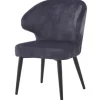 Eetkamerstoelen-Livingfurn Eetkamerstoel Anthracite Velvet Donna