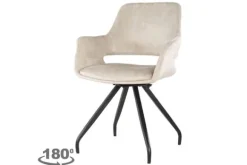 Eetkamerstoelen-Livingfurn Eetkamerstoel Beige Velvet Capp