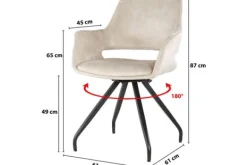 Eetkamerstoelen-Livingfurn Eetkamerstoel Beige Velvet Capp