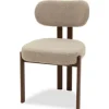 Discount Eetkamerstoel Bouclé Beige Walnut Riku Eetkamerstoelen