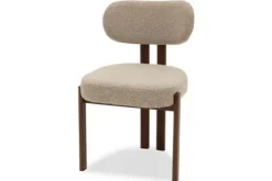 Discount Eetkamerstoel Bouclé Beige Walnut Riku Eetkamerstoelen