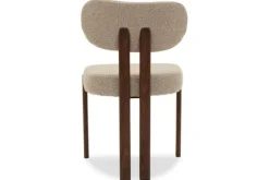 Discount Eetkamerstoel Bouclé Beige Walnut Riku Eetkamerstoelen