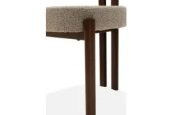 Discount Eetkamerstoel Bouclé Beige Walnut Riku Eetkamerstoelen