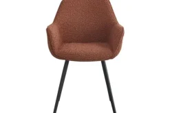 Eetkamerstoelen-Livingfurn Eetkamerstoel Boucle Leaf Brown Luca