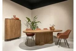 Eetkamerstoelen-Livingfurn Eetkamerstoel Boucle Leaf Brown Luca