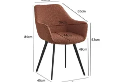 Eetkamerstoelen-Livingfurn Eetkamerstoel Boucle Leaf Brown Luca