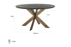 Eettafels-Richmond Interiors Eetkamertafel 210952 Blackbone Brass