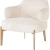 New Fauteuil 211058 White Chenille Venus Ronde Fauteuils