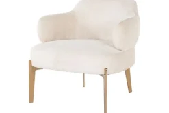 New Fauteuil 211058 White Chenille Venus Ronde Fauteuils