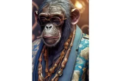 Schilderijen-Ter Halle Glasschilderij Aap in Pak 080120-1045