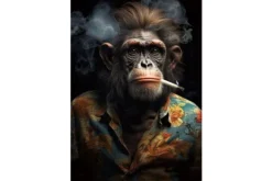 Schilderijen-Ter Halle Glasschilderij Aap met Sigaret 110160-203