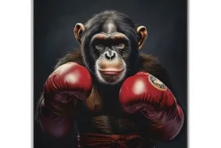 Schilderijen-Ter Halle Glasschilderij Boxende Aap 080080-226