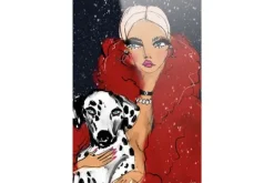 Discount Glasschilderij Dotted Doggy Schilderijen