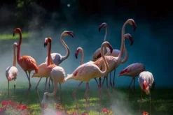 Online Glasschilderij Flamingo's 080120-974 Schilderijen
