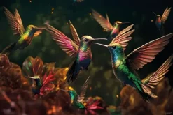 Glasschilderij Gekleurde kolibries 110160BS-629 Schilderijen