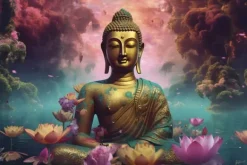 Schilderijen-Ter Halle Glasschilderij Gouden Boeddha 080120BS-634