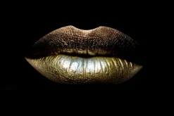 Schilderijen-Ter Halle Glasschilderij gouden lippen 080120-328