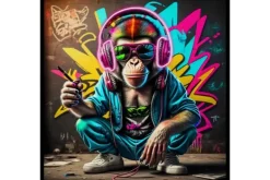 Online Glasschilderij LED Muziek Aap 080080LED-005 Schilderijen