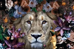 Schilderijen-Ter Halle Glasschilderij Leeuw tropisch 080120-750