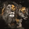 Schilderijen-Ter Halle Glasschilderij Leeuwenfamilie Met Een Welpje 110160BS-621