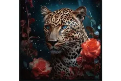 Clearance Glasschilderij Panter met Rozen 080080-228 Schilderijen