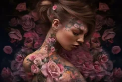 Glasschilderij Vrouw met Rozen 080120-995 Schilderijen