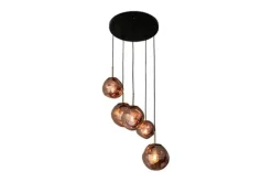 Hanglampen-Toms Luxury Lights Hanglamp 5-lichts rond Copper Boaz