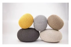 Outlet Poef Lichtgrijs Gebreid Poefen