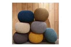 Outlet Poef Lichtgrijs Gebreid Poefen