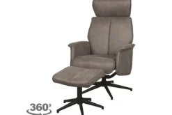 Relaxfauteuil met hocker Taupe Micro Suede CH-73.020 Verdal Relaxstoelen|Draaifauteuils