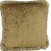 Sierkussens-Claudi Sierkussen Dark Gold + Fringe Gold Velvella  |