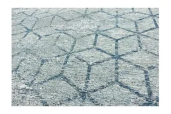 Outlet Vloerkleed Washed Blue Geo Vloerkleden